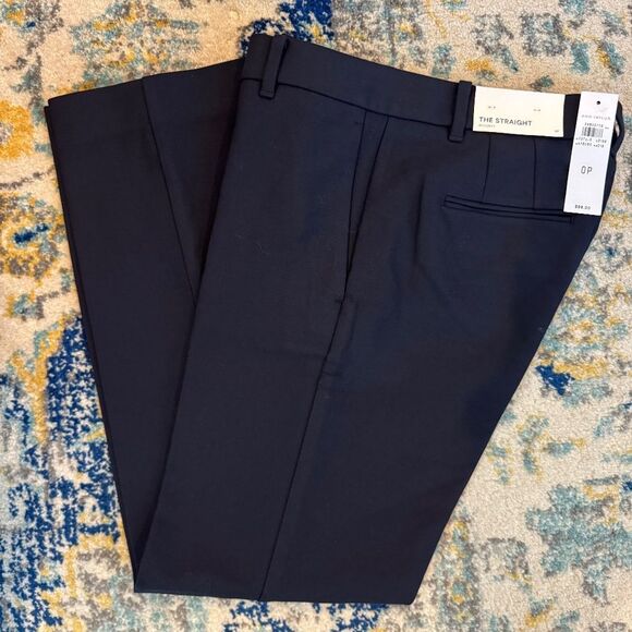 NWT Ann Taylor Straight Black Trousers Dress Pants 0P Curvy Fit - Picture 1 of 8
